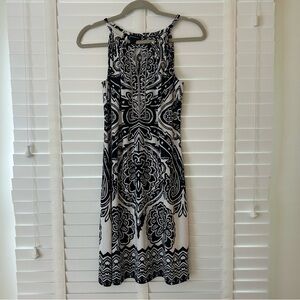 INC International Concepts Dress Mini Black White Paisley Halter Gemstones Small